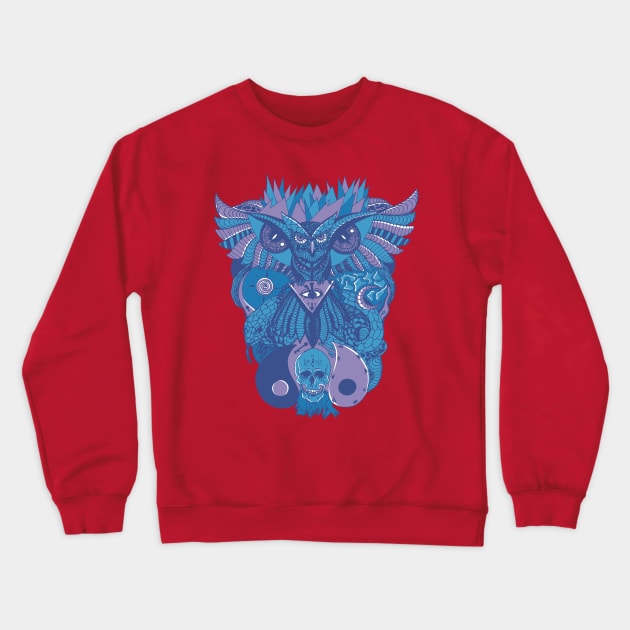 Mountain Blue Owl And Ageless Skull Crewneck Sweatshirt by kenallouis